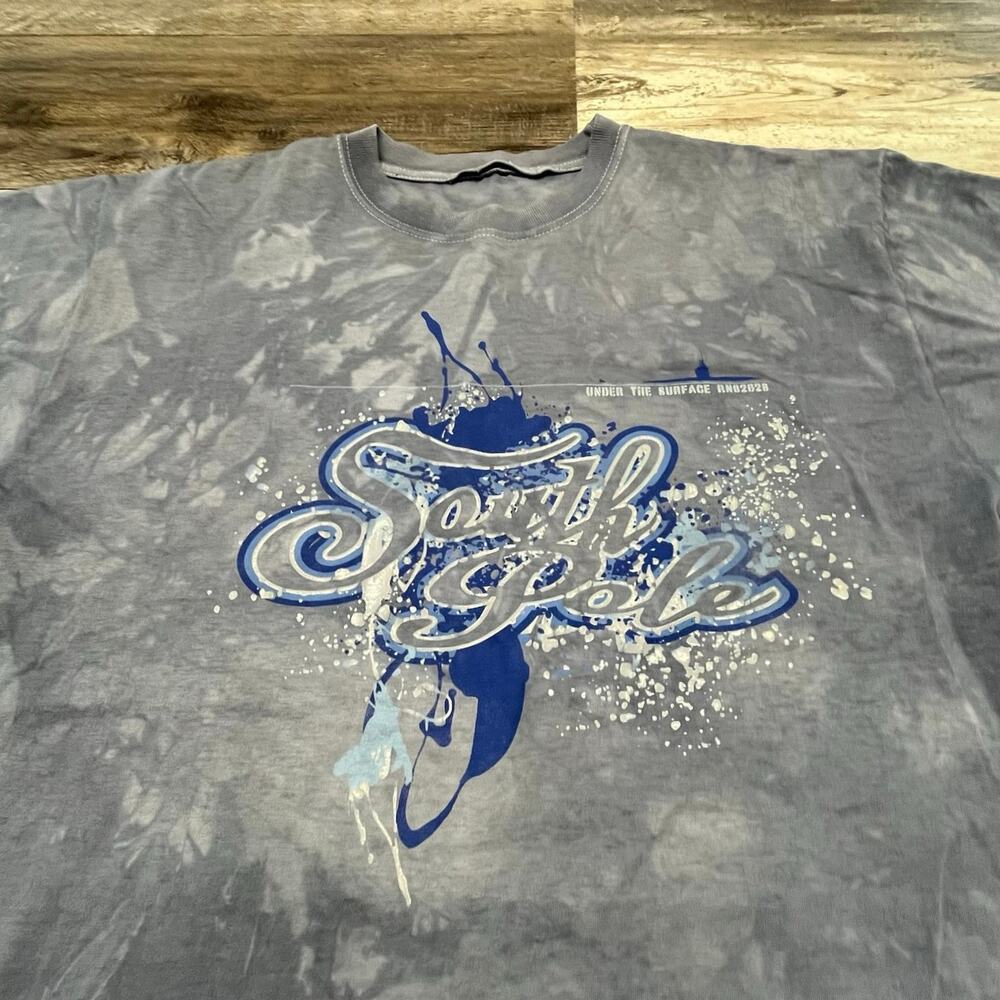 Vintage Y2K South Pole Gray Tie Dye Mens XL‎ Graffiti Graphic T-Shirt Hip Hop